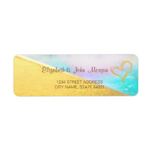 Trendy Colourful Gold Glitter Heart Address Label