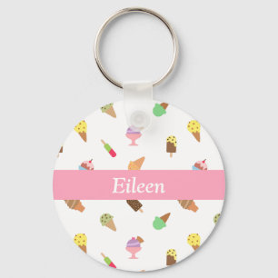 Trendy Colourful Ice Cream Pattern For Her Key Ring