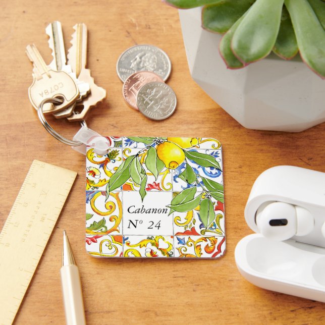 Trendy Colourful Italian Majolica Tiles  Key Ring (Desk)
