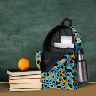 Trendy Colourful Leopard Pattern And Name Printed Backpack