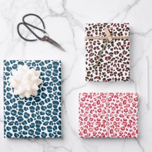 Trendy Colourful Leopard Print Wrapping Paper Set