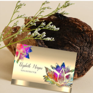Trendy Colourful Lotus Flower Yoga Instructor Business Card