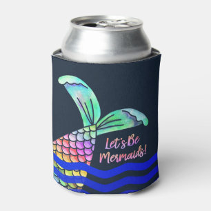 Trendy Colourful Mermaid Tail and Waves Can Cooler