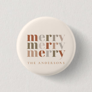 Trendy Colourful Merry  Custom Name Christmas Favo 3 Cm Round Badge