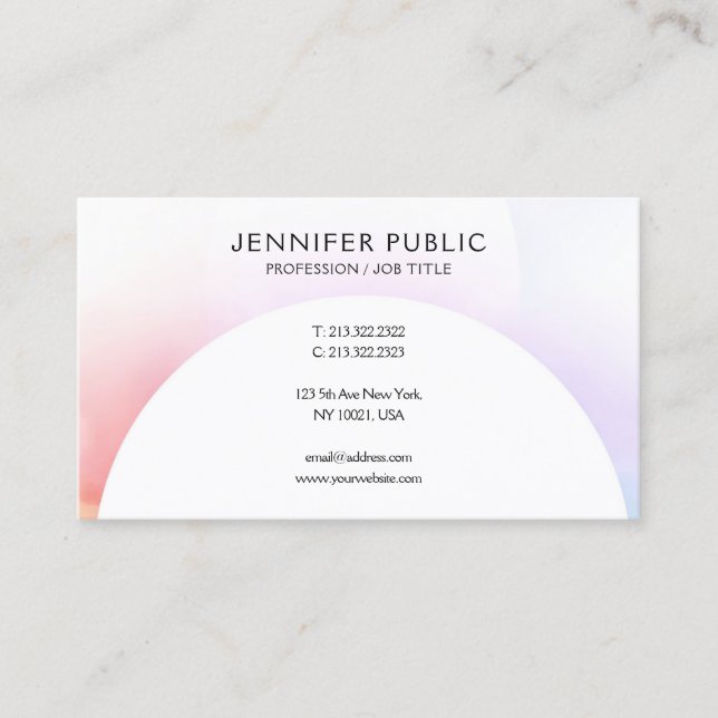 Trendy Colourful Minimalist Modern Template Elegan Business Card (Front)