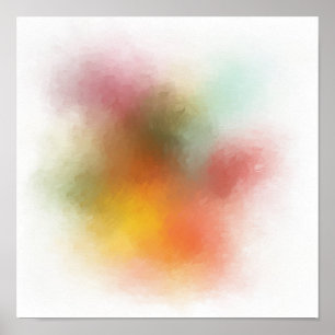 Trendy Colourful Modern Abstract Art Red Yellow Poster