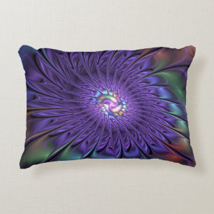 Trendy Colourful Modern Abstract Fractal Flower Decorative Cushion