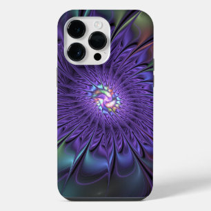 Trendy Colourful Modern Abstract Fractal Flower iPhone 14 Pro Max Case