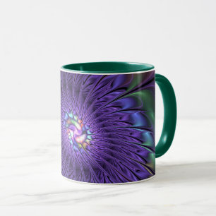 Trendy Colourful Modern Abstract Fractal Flower Mug
