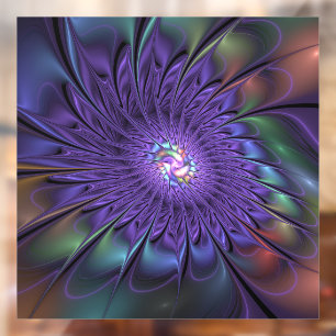 Trendy Colourful Modern Abstract Fractal Flower Window Cling