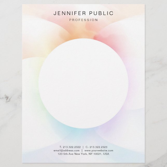 Trendy Colourful Modern Minimalist Template Custom Letterhead (Front)