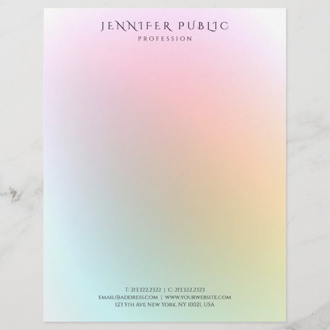 Trendy Colourful Modern Simple Elegant Template Custom Letterhead (Front)
