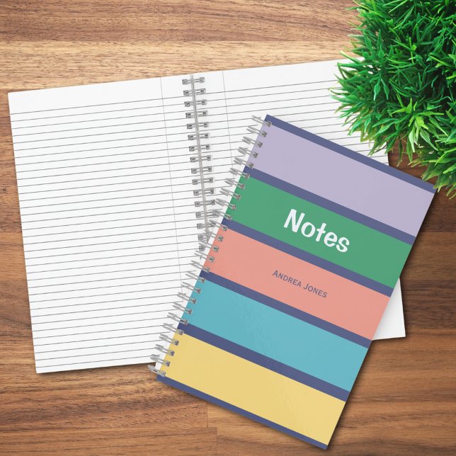 Trendy Colourful Monogrammed Full Name Notes Notebook (Creator Uploaded)