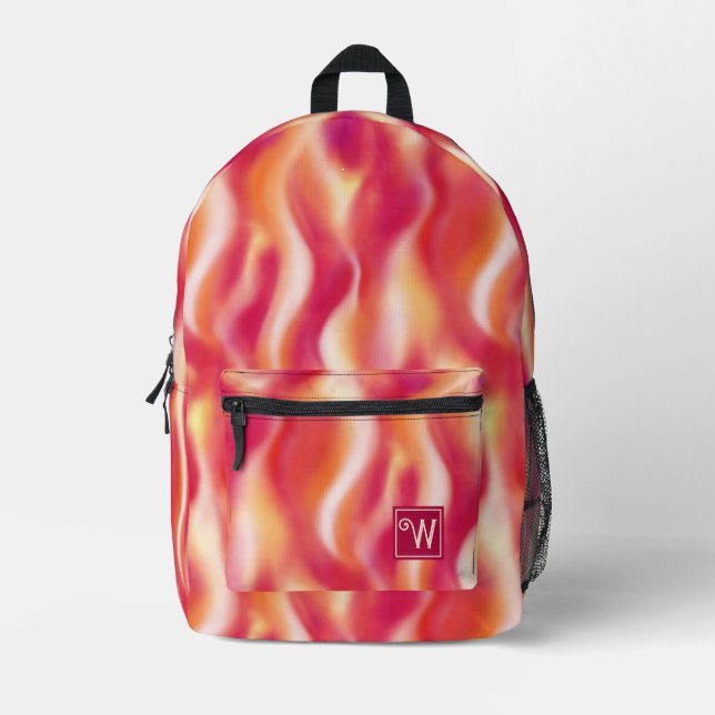 Trendy Colourful Pink Orange Yellow Tie Dye Custom Printed Backpack (Front)
