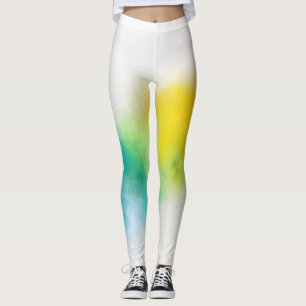Trendy Colourful Pink Red Blue Green Yellow Modern Leggings