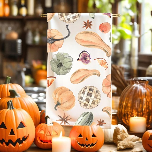 Trendy Colourful Pumpkin Pattern | Autumn Vibes Tea Towel (Creator Uploaded)