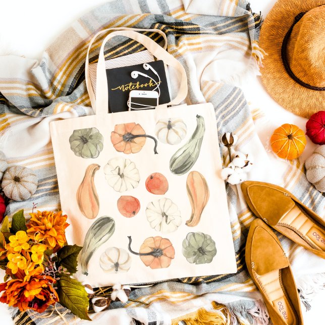 Trendy Colourful Pumpkin Pattern | Autumn Vibes Tote Bag (Creator Uploaded)