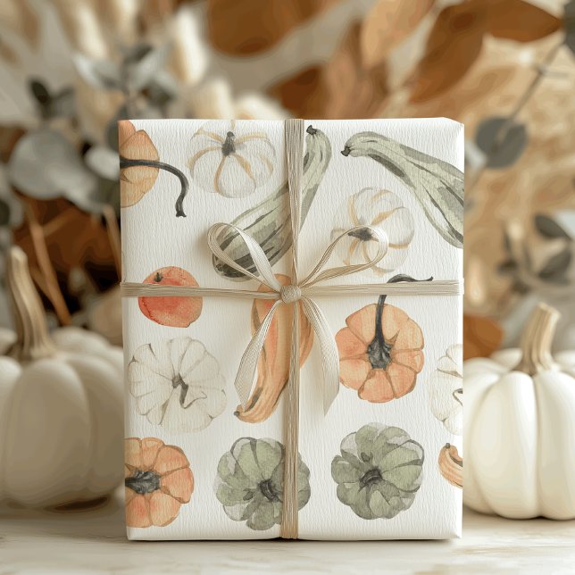 Trendy Colourful Pumpkin Pattern | Autumn Vibes Wrapping Paper (Creator Uploaded)