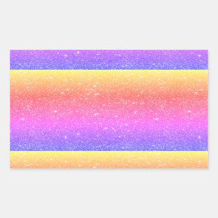 Trendy Colourful Rainbow Glitter Square Sticker