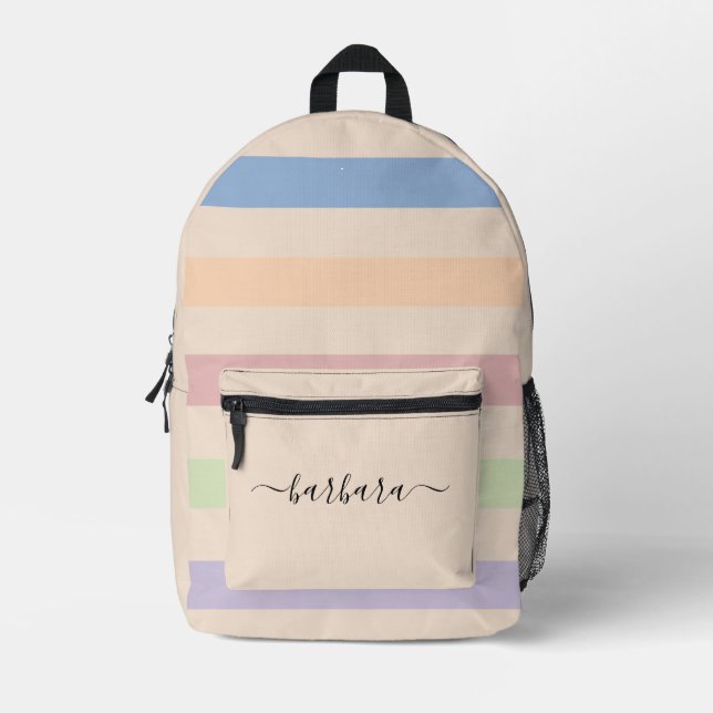 Trendy  Colourful Stripes Printed Backpack (Front)