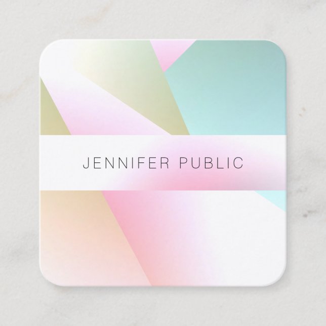 Trendy Colourful Template Elegant Modern Design Square Business Card (Front)