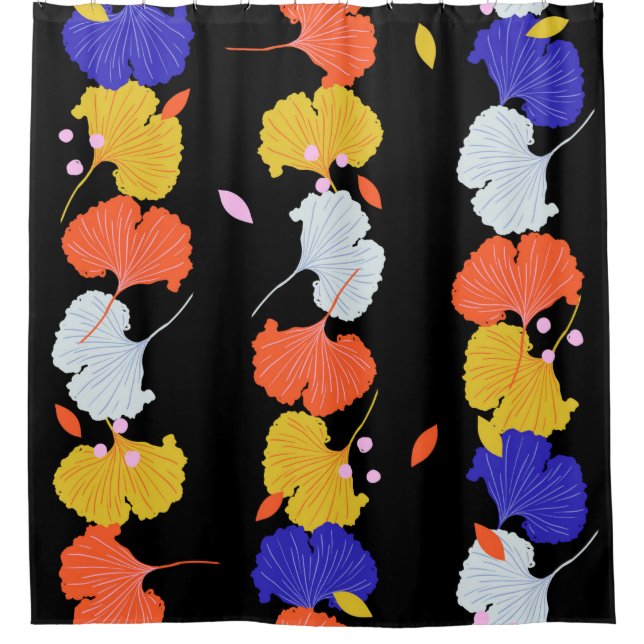 Trendy colourful vintage Illustration vertical str Shower Curtain (Front)