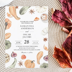 Trendy Colourful Watercolor Pumpkin   Autumn Vibes Invitation
