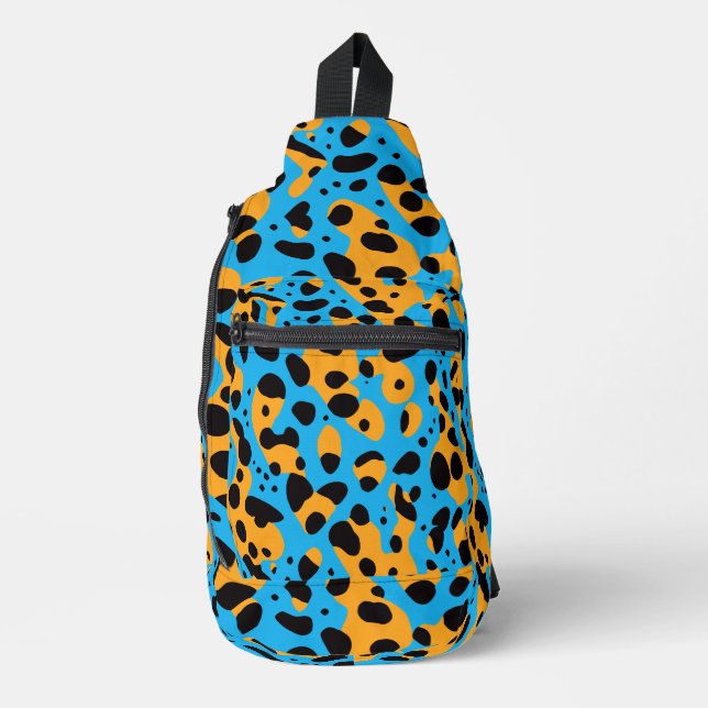 Trendy Colourful Wild Leopard Pattern Name Sling Bag (Front)