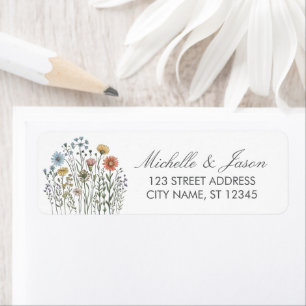 Trendy Colourful Wildflower Wedding Return Address