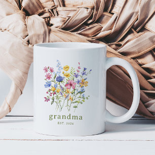 Trendy Colourful Wildflowers Grandma Coffee Mug