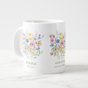 Trendy Colourful Wildflowers Mama Large Coffee Mug