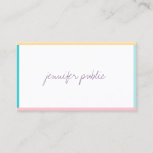 Trendy Colours Hand Script Simple Modern Template Business Card