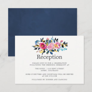 Trendy Colours Watercolor Floral Wedding Reception Invitation