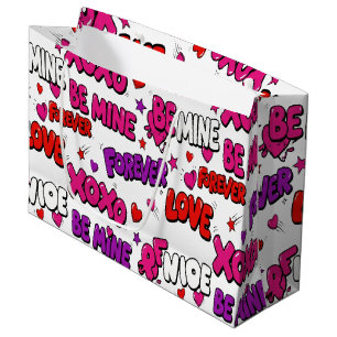 Trendy Comic Book Graffiti "Be Mine" Typography Large Gift Bag