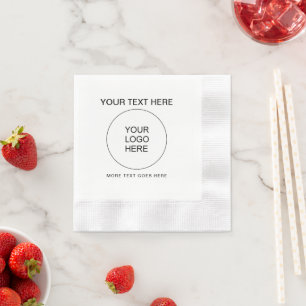 Trendy Company Logo Text White Coined Cocktail Napkin