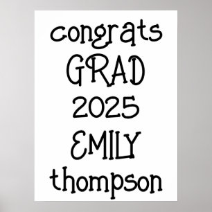 Trendy Congrats Grad Name 2025 Graduation Poster