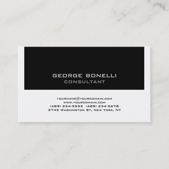 Trendy Contemporary Black & White Business Card (Front)