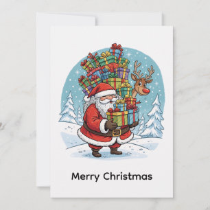 Trendy Contemporary Non Photo Santa Claus Holiday Card