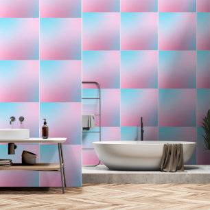 Trendy Contemporary Teal Pink Blue Wallpaper