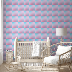 Trendy Contemporary Teal Pink Blue Wallpaper