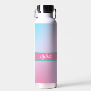 Trendy Contemporary Teal Pink Blue Water Bottle