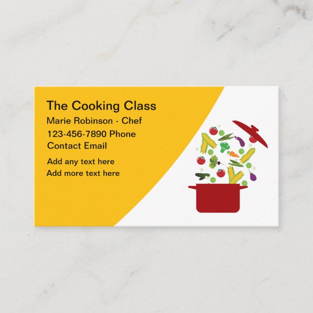 Trendy Cooking Class Chef Business Cards.  Business Card (Front)