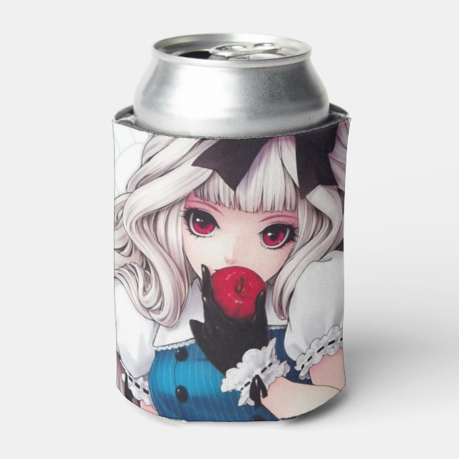 Trendy & Cool Anime Girl w/Personalisation Can Cooler (Can Front)