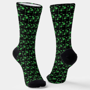 Trendy Cool Black/Green Pattern Socks