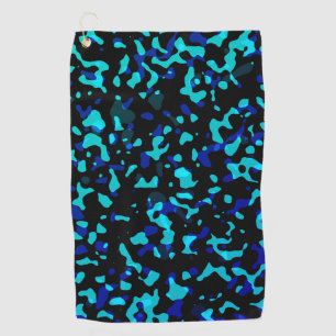 Trendy Cool Blue Black Camouflage Pattern Golf Towel