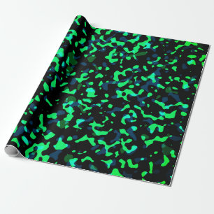 Trendy Cool Blue Seagreen Camouflage Pattern Wrapping Paper