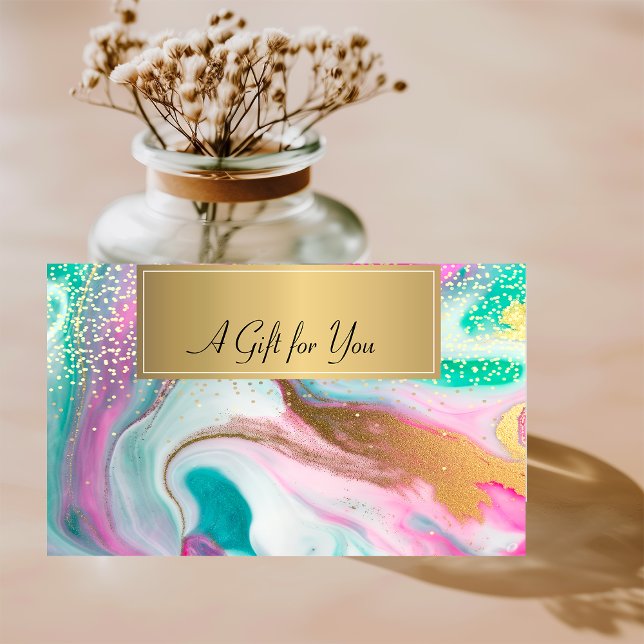  Trendy Cool Colourful Gold Marble Confetti  Discount Card (Creator Uploaded)