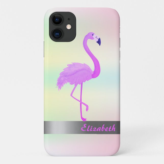 Trendy Cool Flamingo Holographic Iridescent Case-Mate iPhone Case (Back)