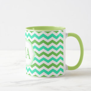 Trendy, cool, fresh chevron  monogram initials mug