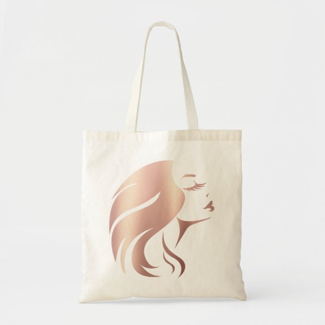Trendy Cool Girl Face Silhouette Tote Bag (Front)